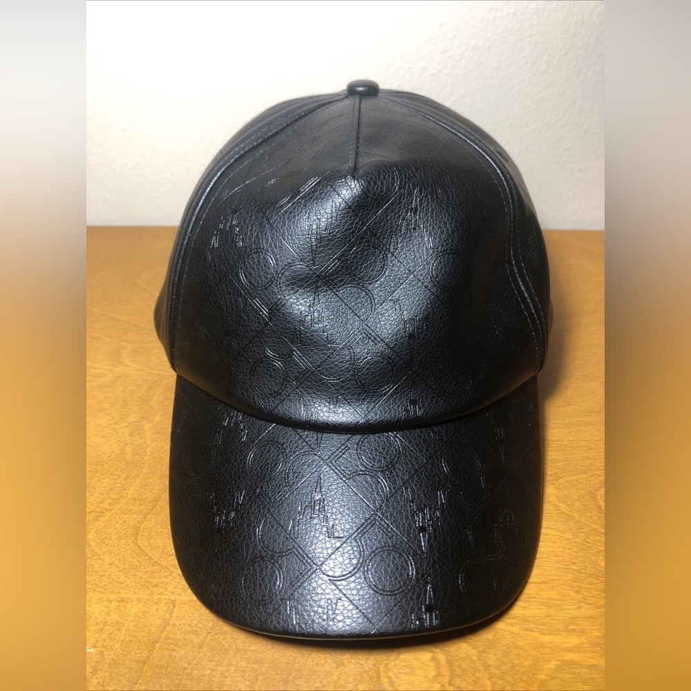 Walt Disney World 50th Anniversary Logo Black Baseball Cap Hat New faux leather